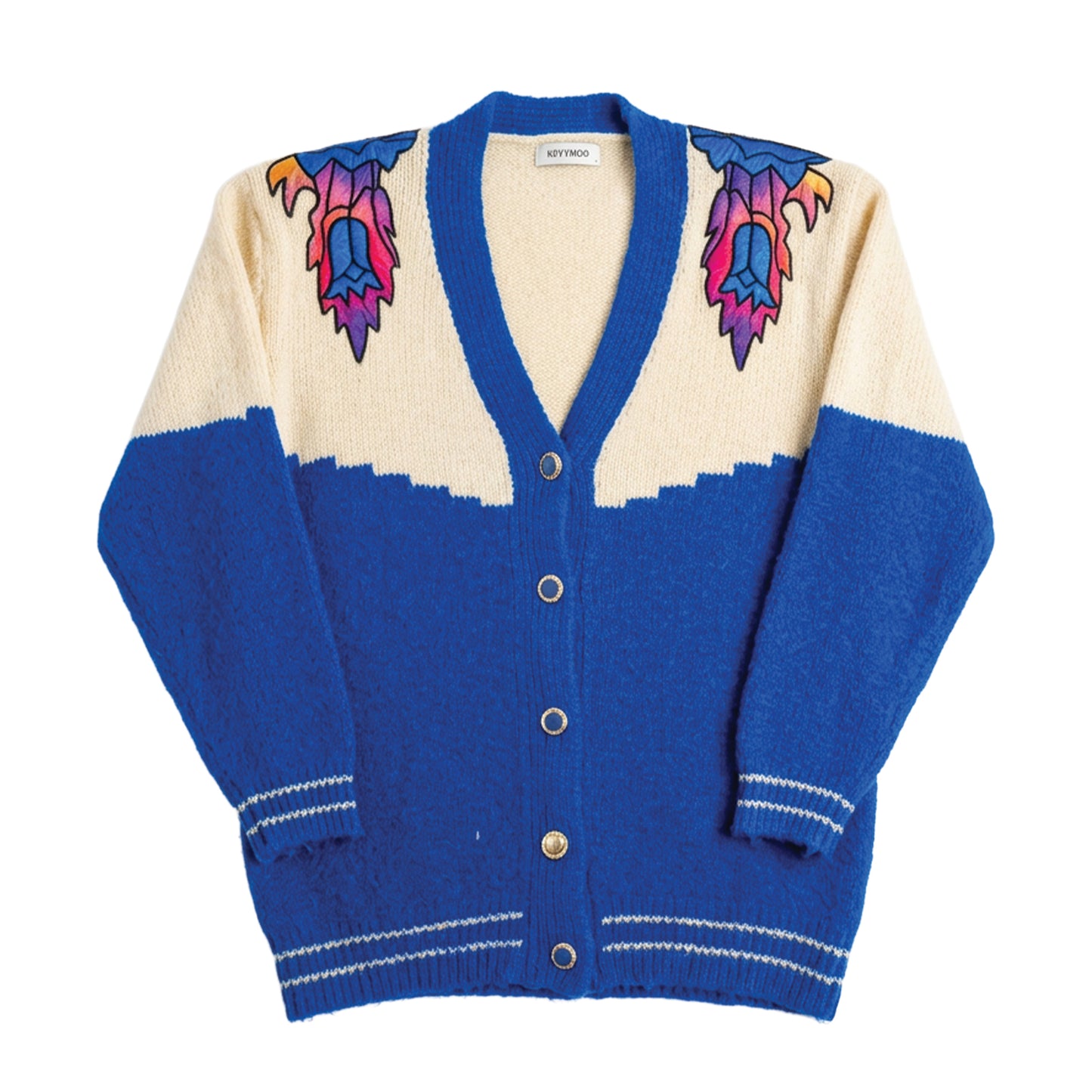 Blue cardigan with elegant embroidery
