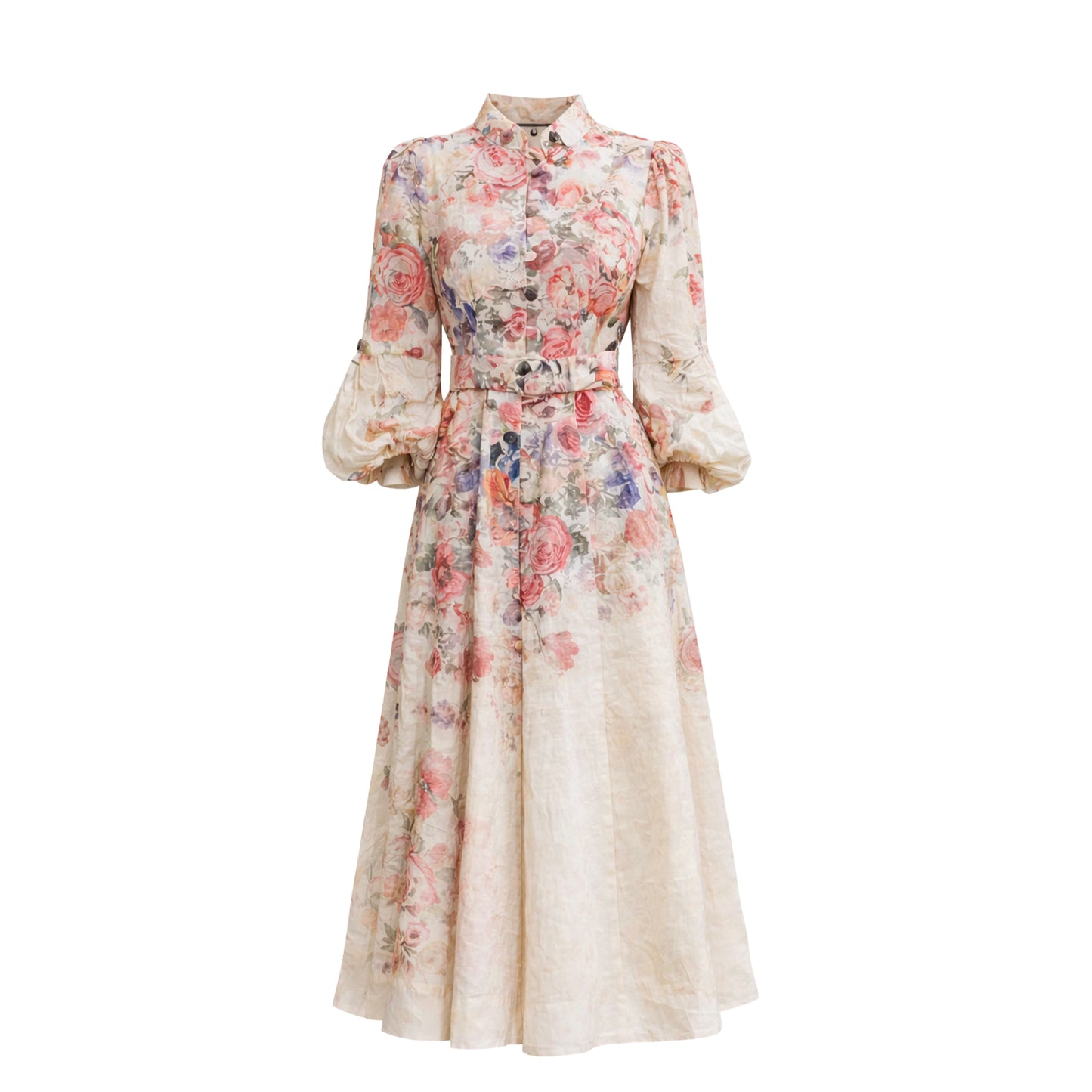 Floral print button-up midi dress