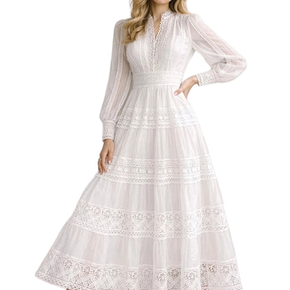 Elegant long lace embroidered dress