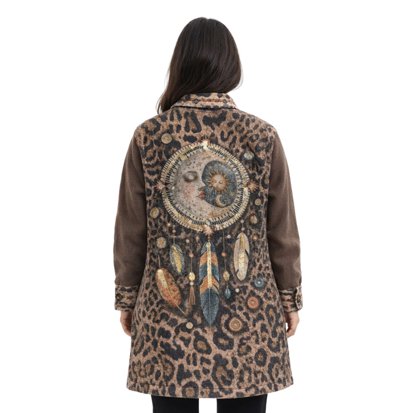Palton casual animal print multicolor