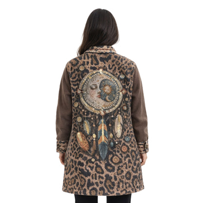 Palton casual animal print multicolor