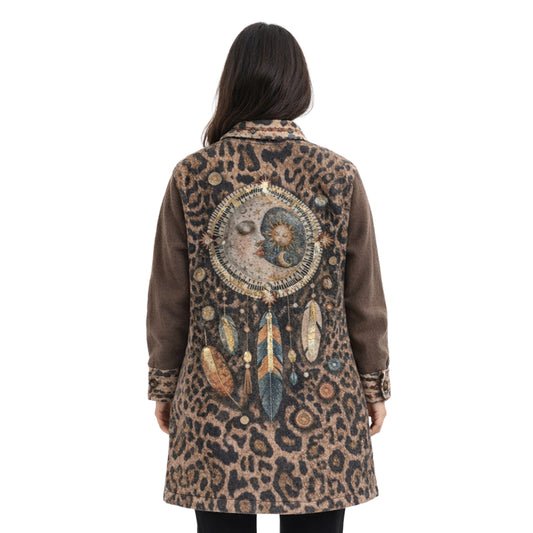 Palton casual animal print multicolor