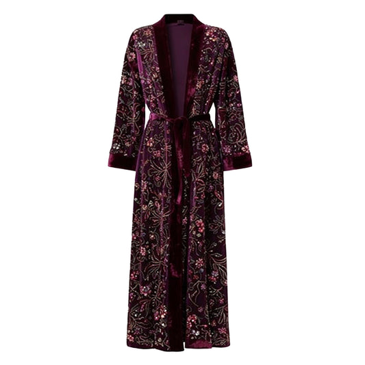 Luxury Embroidered Velvet Maxi Dress