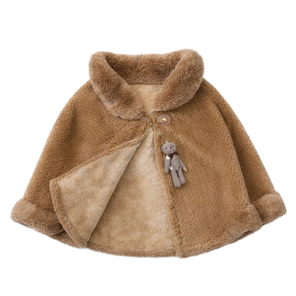 With a faux fur hood decorated in light brown
