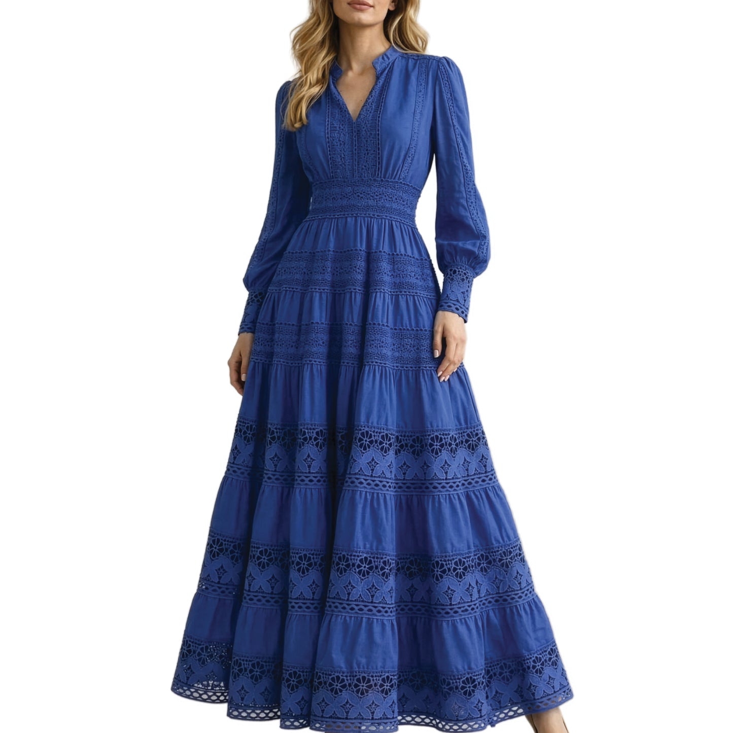 Elegant long lace embroidered dress