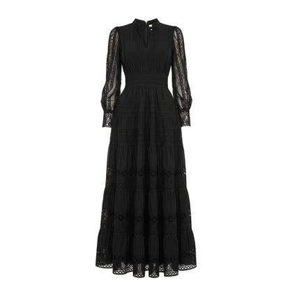 Elegant long lace embroidered dress