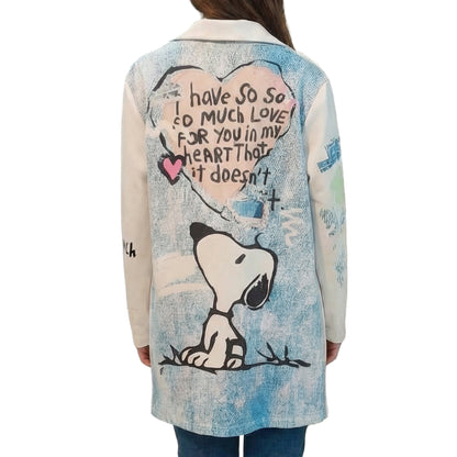 A dress with a picture of Snoopy on it