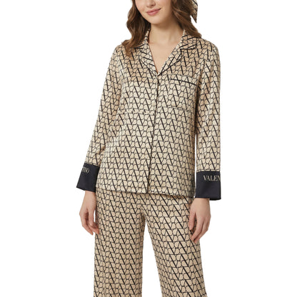Printed ice silk pajamas