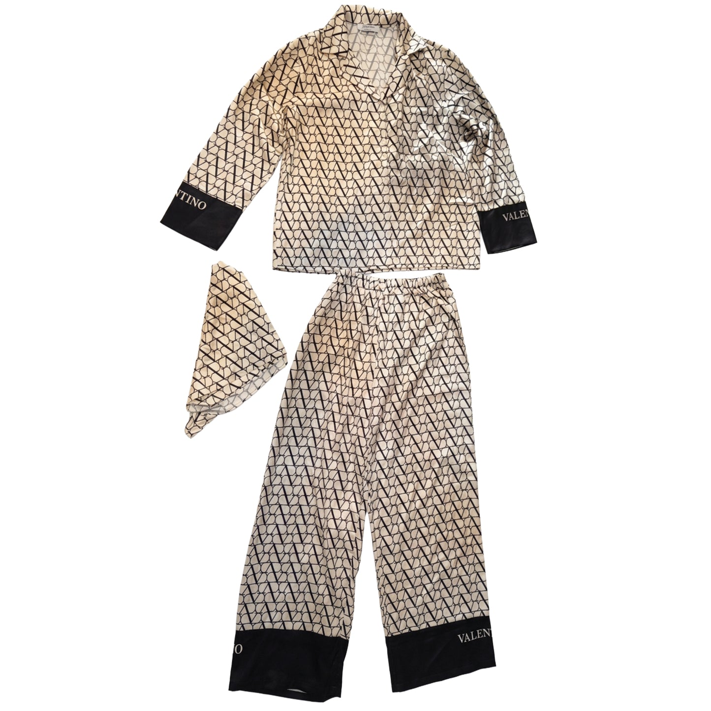 Printed ice silk pajamas