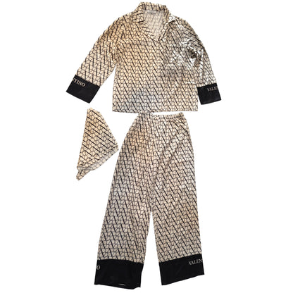 Printed ice silk pajamas