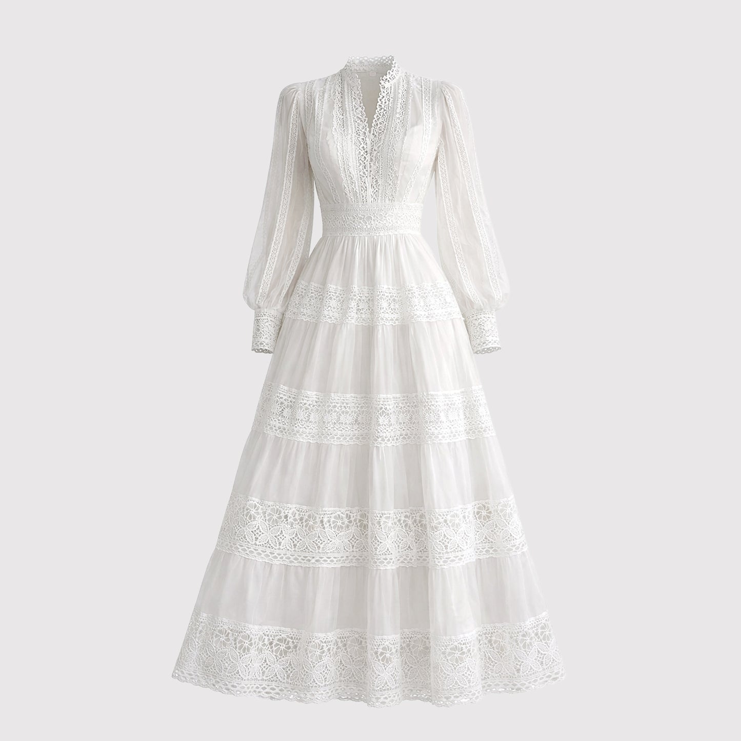 Elegant long lace embroidered dress