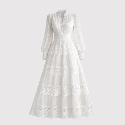 Elegant long lace embroidered dress