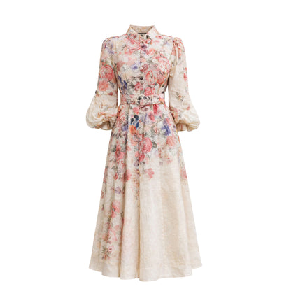 Floral print button-up midi dress