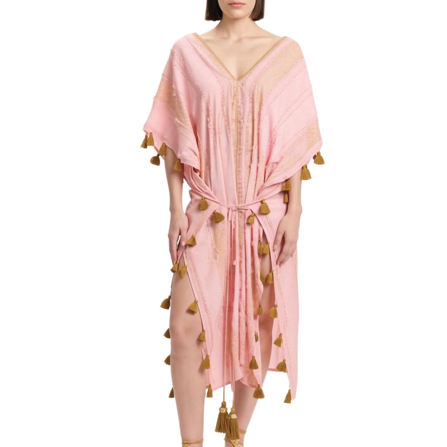 Gaia long kaftan made from 100% pure cotton with decorative patterns