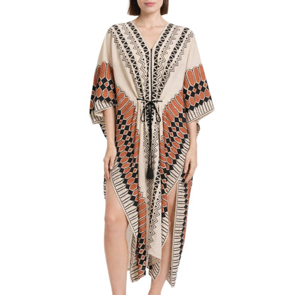 Gaia long kaftan made from 100% pure cotton with decorative patterns