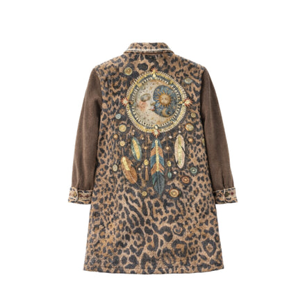 Palton casual animal print multicolor
